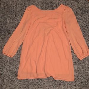 Coral, long sleeve dress